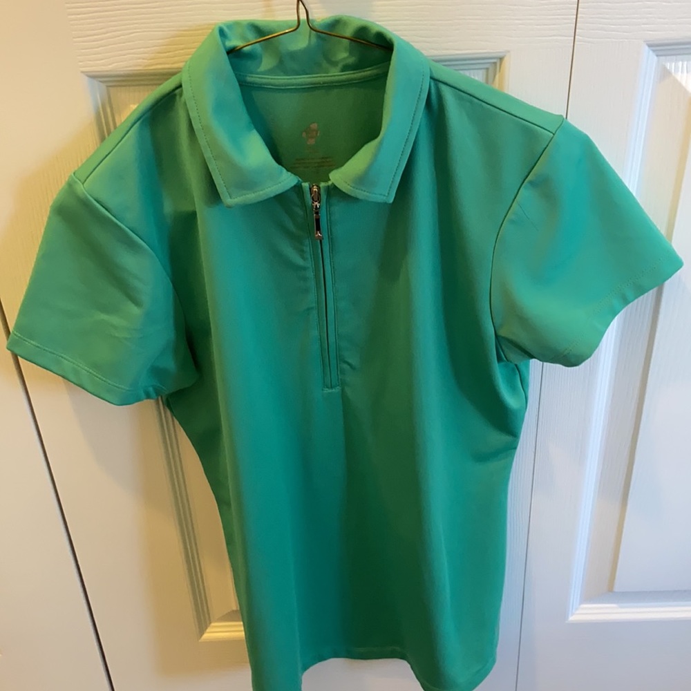 4 All Women’s Green Half-Zip Dri Fit Short-Sleeve Golf Polo Shirt S